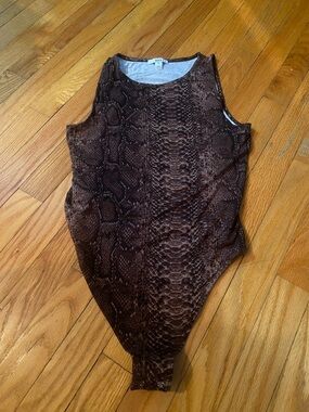 Brown Snake-Print Reptile Bodysuit